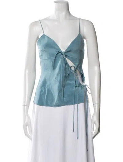Pre-owned Christopher Esber Silk V-neck Top In Blue