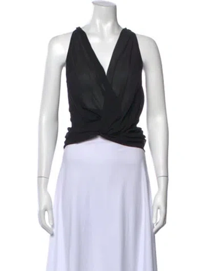Pre-owned Christopher Esber Silk V-neck Top W/ Tags In Black