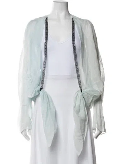 Pre-owned Christopher Esber Silk V-neck Top W/ Tags In Blue