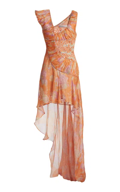 Christopher Esber Siower Linen-silk Blend Gown In Orange