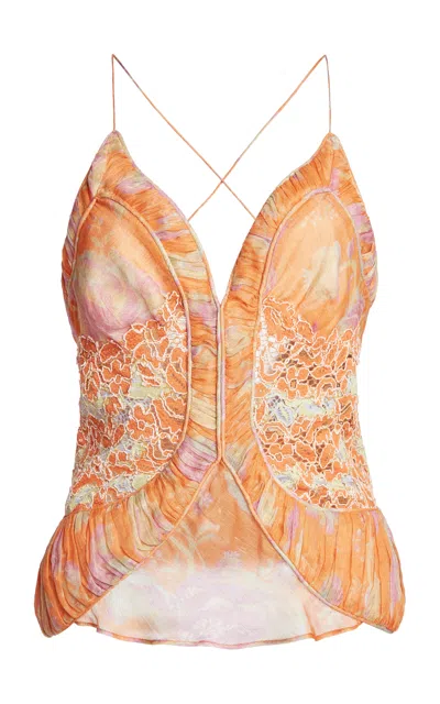 Christopher Esber Siower Linen-silk Blend Gown In Orange