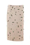 Christopher Esber Embla Beaded Woven Midi Skirt In Ecru Multi