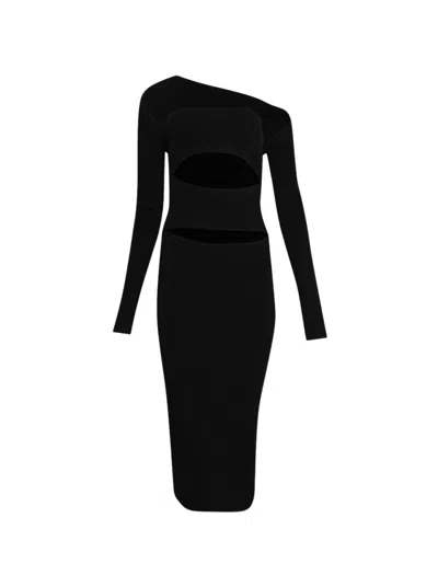 Christopher Esber Slashed Knit Shrug Dress In Black