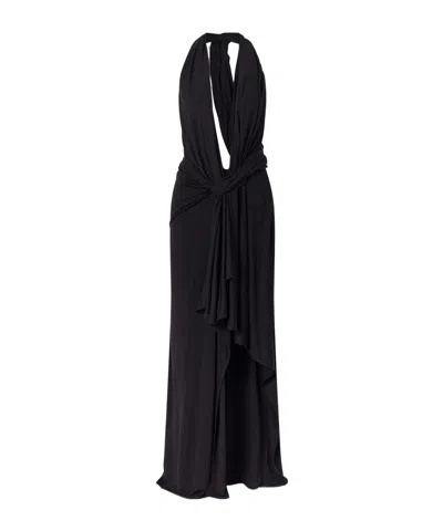 Christopher Esber Spire Cascade Twisted Jersey Gown In Black