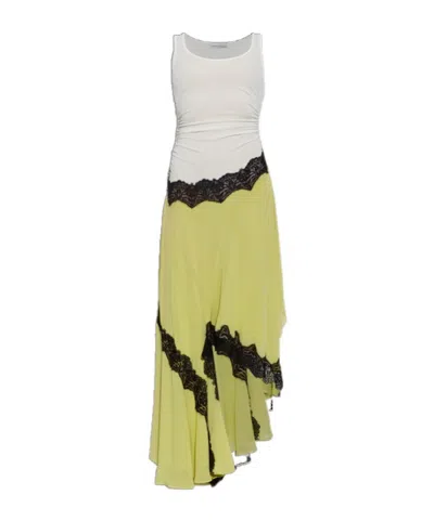 Christopher Esber Cutaway Asymmetric Lace-trimmed Ruched Stretch-jersey And Crepe Dress In Multi