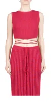 Christopher Esber Sleeveless Knit Tie Crop In Raspberry In Pink