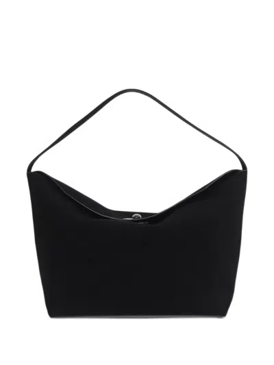 Christopher Esber Small Turnlock Suede Shoulder Bag In Black