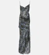 Christopher Esber Snake-print Draped Silk Maxi Dress In Brown