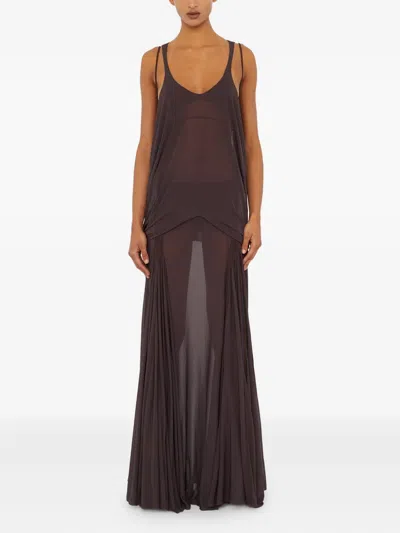 Christopher Esber Solea Suspension Macrame Tank Maxi Dress In Brown