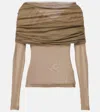 Christopher Esber Sonora Veiled Ruched Top In Green