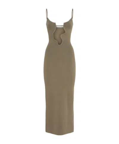 Christopher Esber Spaghetti Strap Dress In Brown
