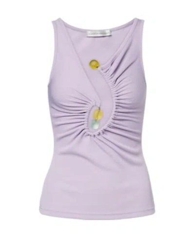 Christopher Esber Spiral Beach Glass Ribbed-knit Jersey Top In Transparent