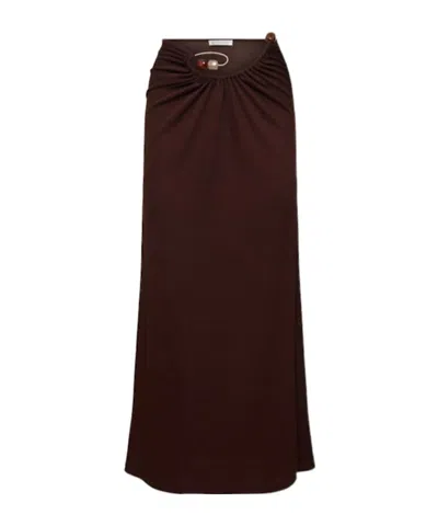 Christopher Esber Spiral Crystal Compact Skirt In Brown