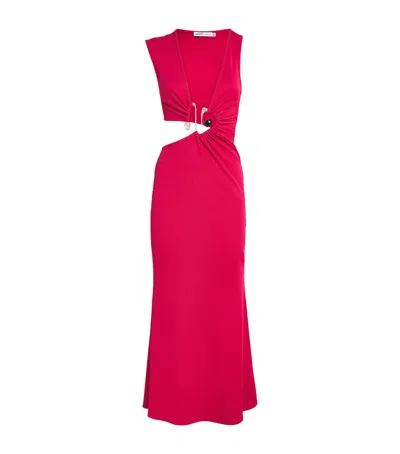 CHRISTOPHER ESBER SPIRAL CRYSTAL CUT-OUT MAXI DRESS