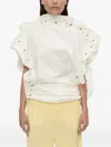 Christopher Esber Spiral Stone Snap Ruffled Top In White