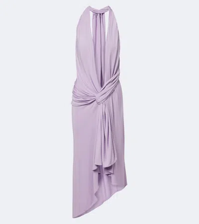Christopher Esber Spire Cascade Draped Midi Dress In Purple