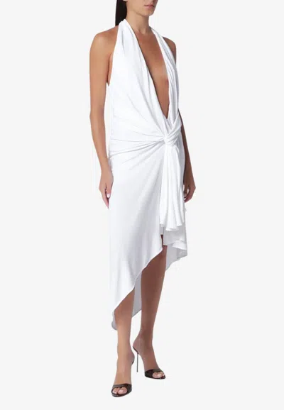 Christopher Esber Spire Cascade Plunging V-neck Midi Dress In White