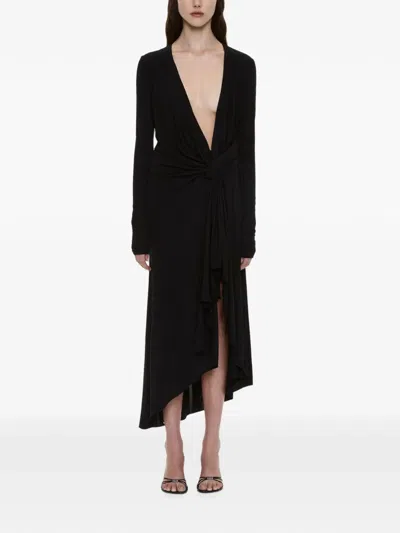 Christopher Esber Spire Plunging Knotted Dress In Black