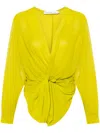 Christopher Esber Springs Silk Twist-front Blouse In Green
