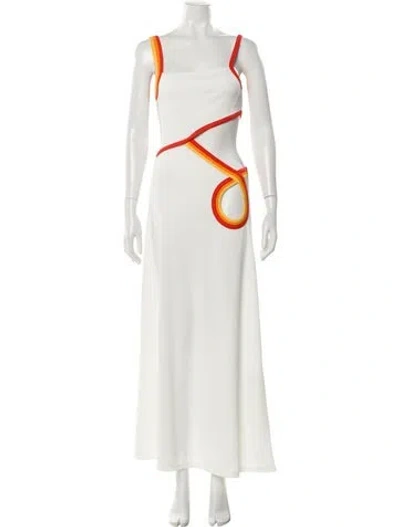 Pre-owned Christopher Esber Square Neckline Long Dress In White