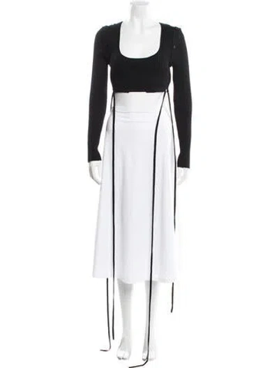 Pre-owned Christopher Esber Square Neckline Long Sleeve Crop Top In Black