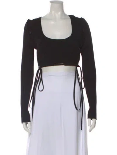 Pre-owned Christopher Esber Square Neckline Long Sleeve Crop Top In Black