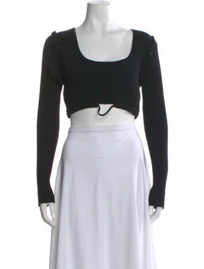 Pre-owned Christopher Esber Square Neckline Long Sleeve Crop Top In Black