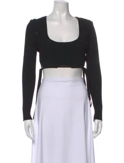 Pre-owned Christopher Esber Square Neckline Long Sleeve Crop Top In Black