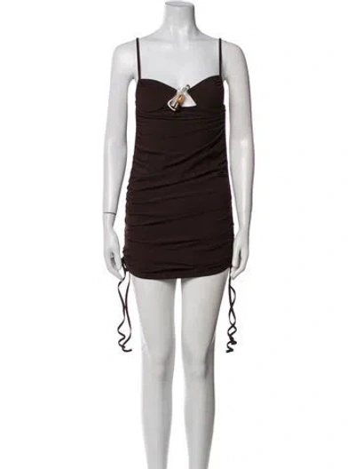 Pre-owned Christopher Esber Square Neckline Mini Dress W/ Tags In Brown