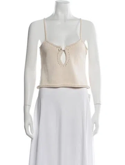 Pre-owned Christopher Esber Square Neckline Sleeveless Crop Top In White