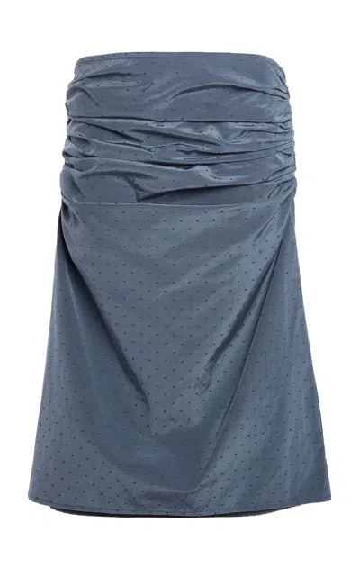Christopher Esber Static Dot Silk-cotton Ruched Midi Skirt In Blue