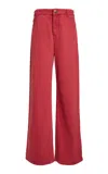 Christopher Esber Stone Button Rigid Low-rise Wide-leg Jeans In Red