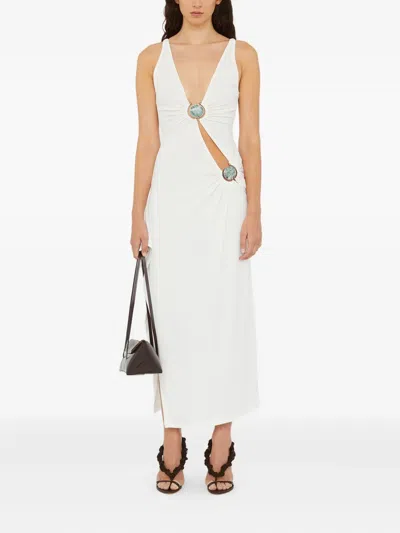 Christopher Esber Stone Cascade Tank Midi Dress In White