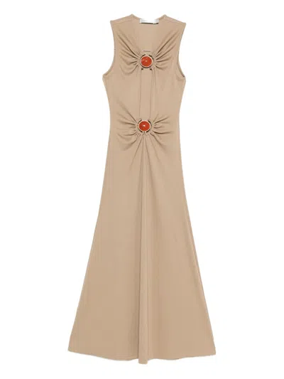 Christopher Esber Stone-detail Ruched Maxi Dress In Neutral
