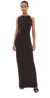 Christopher Esber Stone Pin Column Tee Dress Espresso In Brown