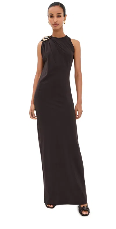 Christopher Esber Stone Pin Column Tee Dress Espresso In Brown