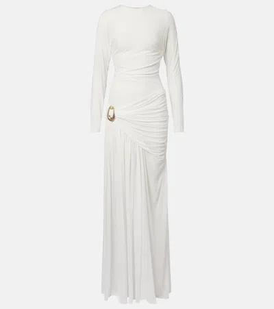 Christopher Esber Stone Pin Draped Jersey Gown In Neutral