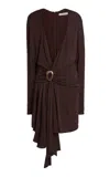 Christopher Esber Stone Pin Scarf Drape L/s Mini Dress