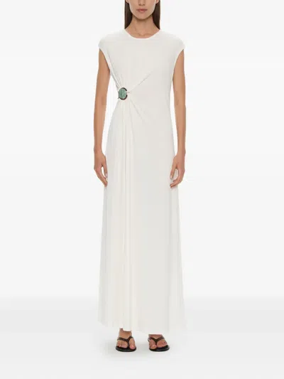 Christopher Esber Stone Ruched Tank Maxi Dress In White