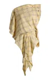 Christopher Esber Stone Snap-button Cotton Flannel Mini Dress In Multi