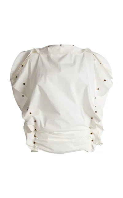 Christopher Esber Stone Snap-button Cotton Poplin Top In White