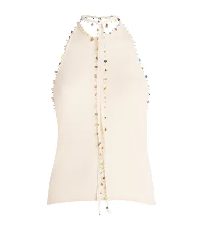 Christopher Esber Stone-trim Halterneck Top In White