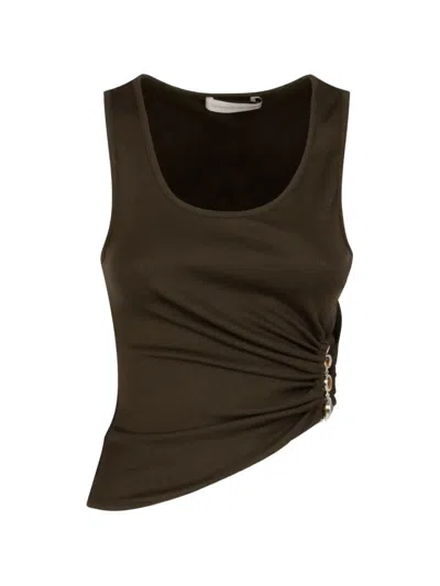 Christopher Esber Stone-embellished Gathered Top In Green