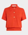 Christopher Esber Linen And Silk-blend Polo Shirt In Red
