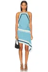 Christopher Esber Straccio Knitted Extension Drape Mini Dress In Blue