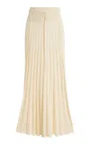 Christopher Esber Straccio Plissé Knit Maxi Skirt In Ivory