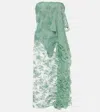 Christopher Esber Draped Cotton-blend Lace Midi Dress In Green