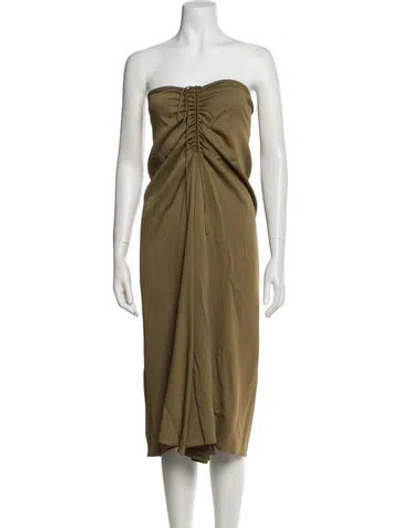 Pre-owned Christopher Esber Strapless Knee-length Dress In Green