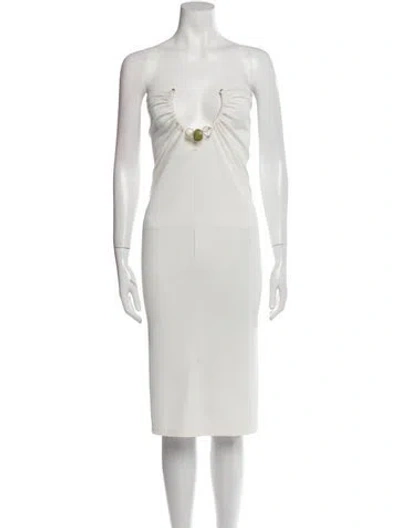 Pre-owned Christopher Esber Strapless Knee-length Dress In White