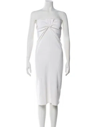 Pre-owned Christopher Esber Strapless Knee-length Dress In White